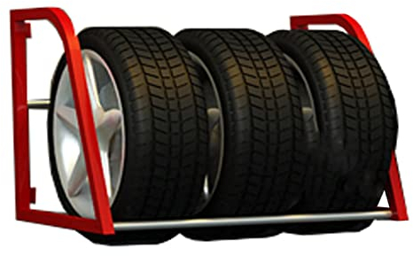 CMYUN Reifenregal Wandberg-Reifenspeichergestell, Multi-Reifenständer aus Rotem Metall für Schwere Reifen, für Haus, Werkstatt, Wohnung, Schuppen, Autohaus