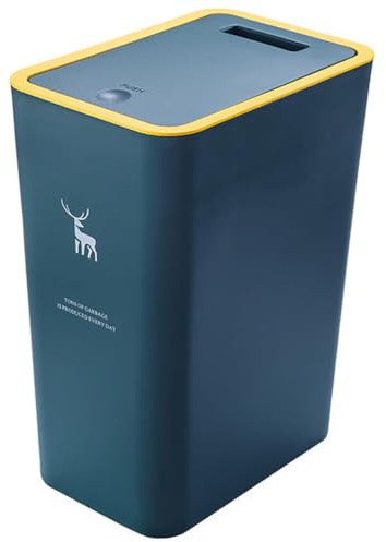 DSXH Poubelle de table avec couvercle, en plastique, 15 litres, poubelle portable, pour cuisine, coiffeuse, chambre, comptoir (34 cm x 25,5 cm x 17,5 cm) (bleu)