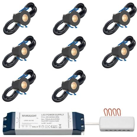 LED Einbaustrahler Valencia Schwarz bas | Einbauleuchten - Deckenstrahler - Einbauspots - Downlight - Terrassenüberdachung | 3W - Dimmbar - 230V - IP65 - Warmweiß | Set mit 8 Stück