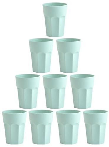 Engelland - 10 x Plastikbecher, Trinkbecher, Mint, Pastellfarben, 400 ml, Eichstrich, bruchfest, stapelbar, Mehrweg, Kunststoff, wiederverwendbar, Party-Becher, Trink-Glas