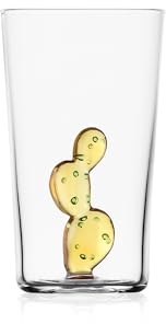 Ichendorf Milano Vaso de Trago Largo, Cactus Amarillo, Collezione Desert Plants, 45 cl, Vidrio Borosilicato, Hecho a Mano Diseño: Alessandra Baldereschi