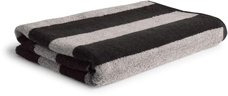 Möve Superwuschel Blockstreifen Duschtuch 80 x 150 cm aus 100% Baumwolle, Black/Cashmere
