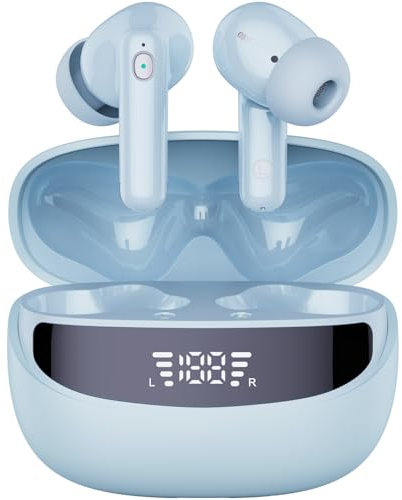 Nerunsa Bluetooth 5.4 HiFi Stereo In Ear Kopfhörer mit 4 ENC Noise Cancelling Mic, Kabellose Kopfhörer 50 Std Spielzeit, IP7 Wasserdicht Ohrhörer mit LED-Anzeige
