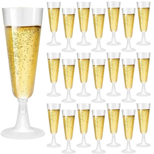 HXSYKJDM Sektgläser Plastik 30 Stück - Kristallklare Champagnerkelche (150ml), Bruchsichere Einweg-Gläser für Party, Hochzeit, Event, Perfekt für Garten & Pool