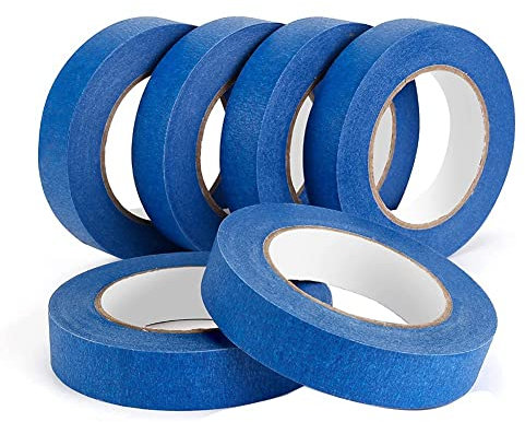 KIKAPA adhésif en papier crêpe pour peintres - Lot de 6 x 1 pouce x 55 mètres - adhésif pour peinture murale