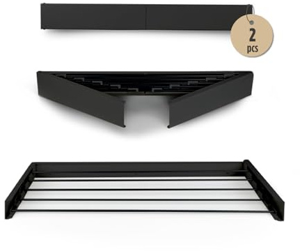 VITAPUR Séchoir Mural - Séchoir Mural pour Une Charge complète de Machine à Laver - Séchoir avec 4m de Surface de séchage Pliable - Design élégant et Inoxydable, Pack de 2