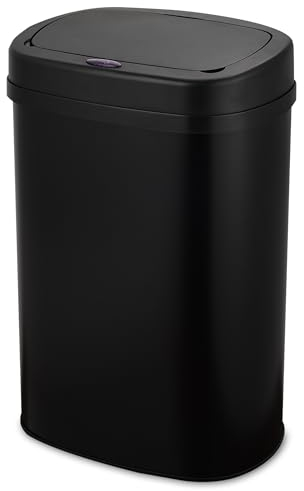 Bayt Pattumiera Automatica da 60 Litri con Sensore – Cestino Nero con Apertura Automatica, in Acciaio Inox, Design Moderno e Igienico per Cucina o Ufficio
