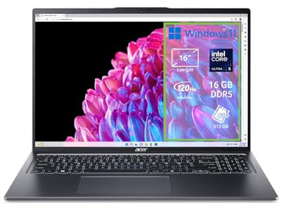 Acer Swift Go 16 SFG16-72-52ZD PC Portatile, Notebook, Intel Core Ultra 5 125U, RAM 16 GB DDR5, 512 GB PCIe NVMe SSD, Display 16 3.2K OLED 120 Hz, Scheda Grafica Intel, Windows 11 Home