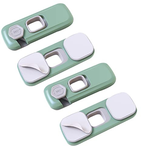 Kindersicheres Schrankschloss 4 Stück-pack, Grün, Abs, 360° Drehknopf | Babys und Kleinkinder, 360° Drehknopf Design, Einfache Montage, Robust zu Öffnen