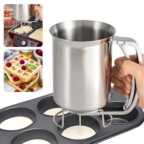 GIBOHOM Teigportionierer 800ml, Teigspender Edelstahl, Dough Dispenser, für Pfannkuchendesserts Muffins Manuell Kunststoff Teigdosierer Teig Spender