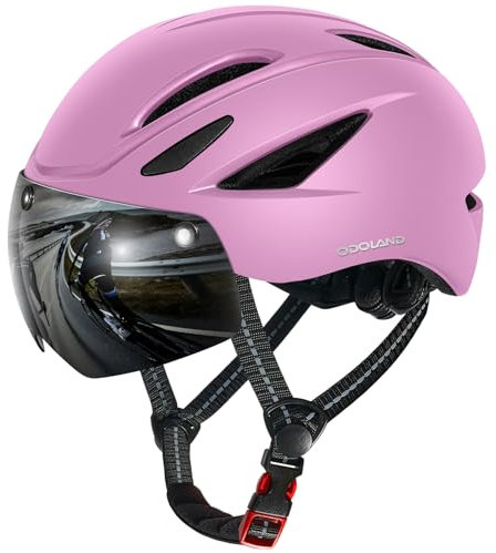 Odoland Fahrradhelm mit Magnetvisier für Erwachsene, Leichter Radhelm mit abnehmbarem Sonnenvisier Atmungsaktiv MTB Helm für Damen und Herren