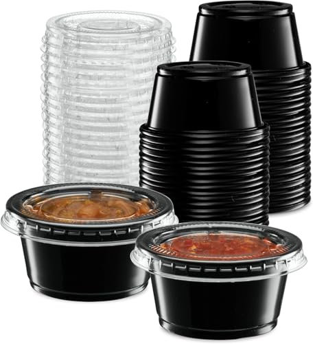 JOKOLO 10oz. (12cm X 5cm, 50 PCS) Containers with Air Tight Lids, BPA Free, Reusable Plastic Food Container, Disposable Bowl Round, Safe for Freezer/Microwavable/Dishwasher (300 ML) (50)