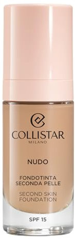 Collistar Fondotinta Nudo Seconda Pelle, Lunga Tenuta, Coprenza Leggera Modulabile, Formula Waterproof, Effetto Pelle Radiosa, Illuminante, Finish Luminoso Naturale, SPF 15, 3R Naturale Rosato, 30 ml
