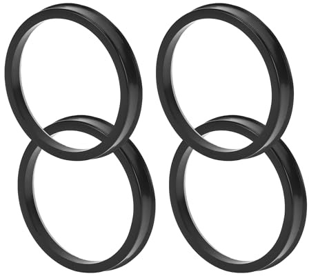 TUCKBOLD Zentrierringe für Auto-Radnaben, langlebige Räder, Mittelwelle, stoßdämpfende Hubrings schwarz, 4 Stück, Außendurchmesser 76,1 mm auf ID 66,6 mm, Polycarbonat