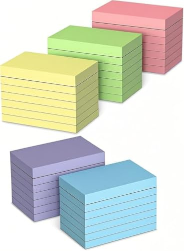 Lot de 1000 cartes, lignées, format A8, Cartes d’index lignées, Cartes Boîtes à Fiches Index,Couleurs fluo assorties, boîte à câbles, pour vocabulaire, formules et notes