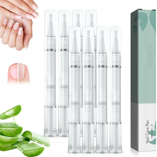 Nail Care Pen, 8 Stück Nail Care Stift, Nagelpflegestift mit Teebaumöl, Aloe Vera & Vitamin E, für gepflegte Fingernägel & Fußnägel
