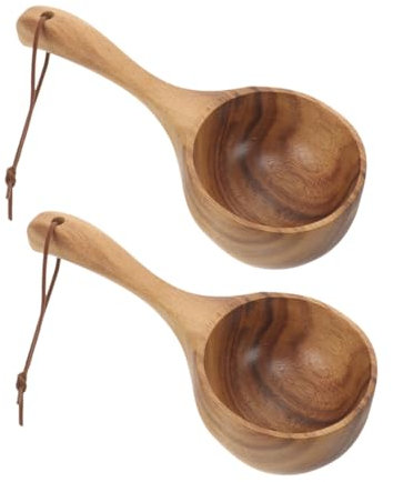 KOCKSHION Cucchiaio di Acqua in Legno 2 Pezzi, Marrone caffè, Bagno