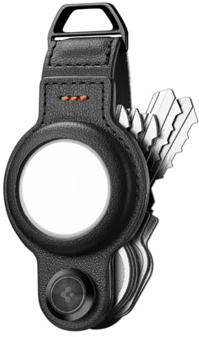 Spigen Valentinus Pro Organiseur de Clés pour AirTag 2/1 avec Anneau | Organiseur en cuir végan premium avec anneau en D intégré, jusqu'à 5 clés - Noir