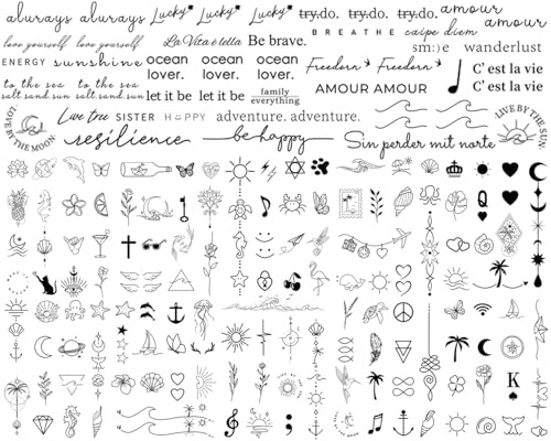 Sugeru 15 Fogli Super Resistente Tatoo Temporanei, 2 Settimane - L'originale | Resistente All'acqua + Vegan + Nuova Tecnologia | Tatuaggi Semipermanenti, Tattoo Temporanei, Temporary Tattoo (C9)