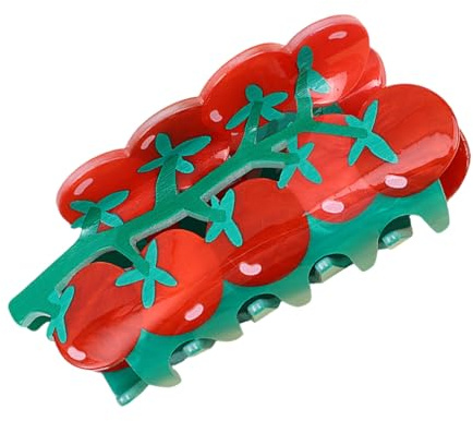 amangul Haarklammer aus Acryl mit Fruchtmotiv für Damen und Mädchen, Pferdeschwanz-Halter, starker Haargriff mit lebendigen Farben, tägliches Tragen (Tomate)