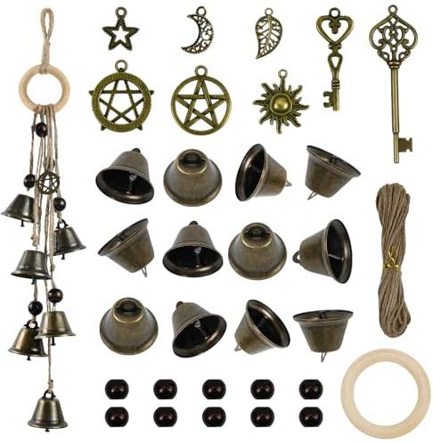 32 PCS Christmas Bells Christmas Decorations DIY Handmade Hanging Witches Bells Wind Chimes Home Accessories Crafts Xmas Gifts