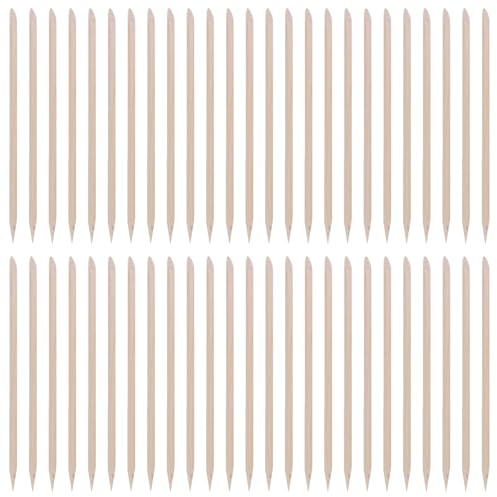 Bastoncini per Cuticole in Legno D'arancio 100 Pezzi, Doppia Punta | Spatola Piana e Lato Inclinato, per Unghie, Pelli Morte, Ornamenti, Colore Kaki
