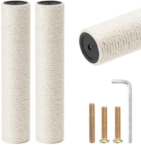 WPPQWP Klösträd ersättningsstam 2 stycken sisalstam reservdelar stam ø 7 x 34 cm, sisal klösträd tillbehör, stapelhöjd 70 cm med M8-skruvar och skiftnyckel