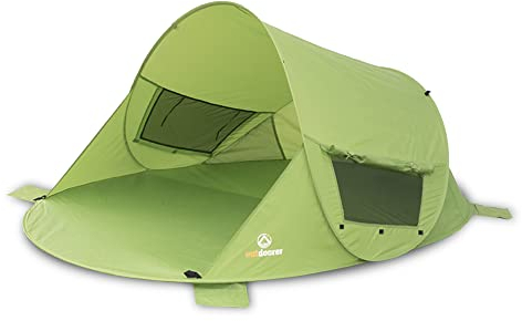 outdoorer Pop up Strandmuschel Zack Premium grün - Wurfmuschel, UV Schutz 80, Strandzelt, Windschutz und Sonnenschutz am Strand