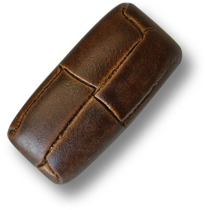 Knopfparadies - 8er Set rechteckige braune Kunststoff Knebel Knöpfe in geflochtener Leder Optik mit Öse/matt mittelbraun/Kunststoffknöpfe/Ø ca. 15x25mm