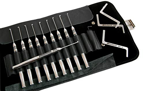 MULTIPICK G-Pro Lockpicking Set [Wechselbare Flag-Pick Klingen] - Lockpick Tool, Schlösser knacken - Lock Picks inkl. Spanner - Schloss picking - Profi Dietrich Set