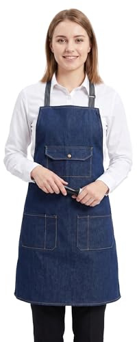 Sterling Sports® Grembiule da cucina da uomo in cotone, da cucina, barbecue, barbecue, barbecue, bar, unisex, Oxford Denim, 61cm x 84cm