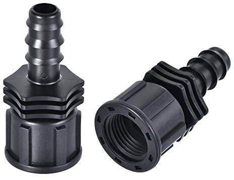 sourcing map ABS Hose Barb Fitting Coupler, 13mm Barb x G1/2 Female Thread Pipe Adapter, Black 2Pcs