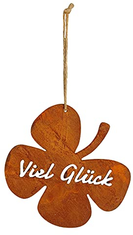 levandeo Schild Kleeblatt D18cm Glück Gartendeko Türschild Edelrost Wandbild Rostdeko Deko Rost Gartenschild Geschenkidee