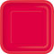 Unique- Piatti Ecologici Quadrati di Carta-23 cm-Colore Rosso-Confezione da 14, Tinta Unita, Red, Pack of 14, 31493EU