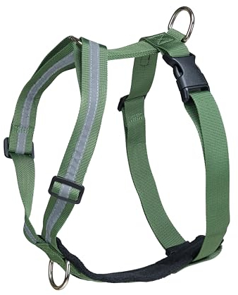 FINNERO SALO Trainingsgeschirr – Antizug Y-Geschirr für Hunde & Welpen – Verstellbar, Gepolstert & Reflektierend – M, Grün