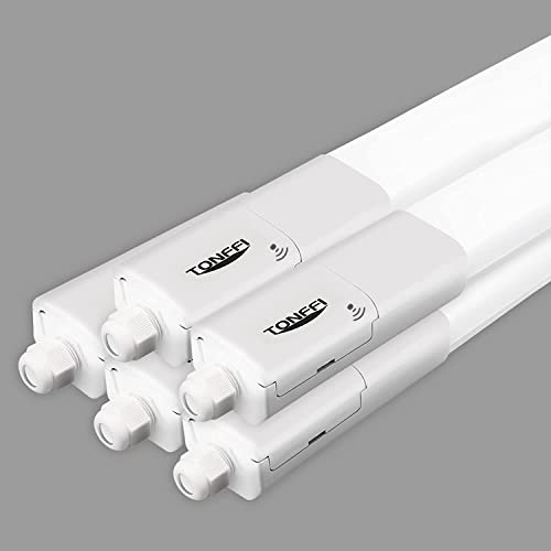 TONFFI 5 Stück LED Feuchtraumleuchte mit Bewegungsmelder 120CM, 4000K Neutralweiß Verknüpfbar LED Deckenleuchte Röhre, IP65 Wasserfest Wannenleuchte Werkstattlampe für Keller Lager Garage Warenhaus