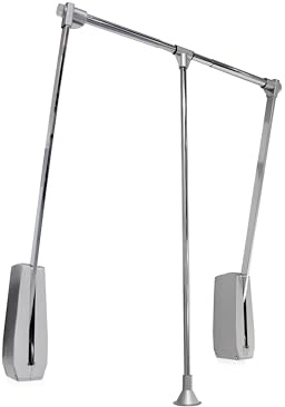 Emuca - Colgador abatible para pared Hang, Barra de armario abatible, perchero basculante, anchura regulable 600-830mm, Cromado, Acero y Plástico, 1 un