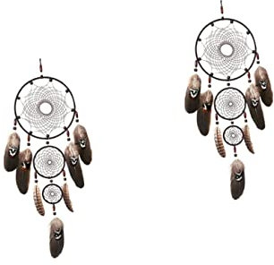 ABOOFAN 2stücke Kreativer Wandbehang Aus Schwarzem Plissee Mit Federn Handgefertigter Boho- Für Wohnzimmer Schlafzimmer Und Kinderzimmer Bringt Glück Und Frieden Zuhause