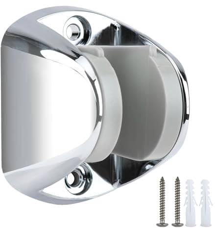 Soporte de ducha de mano para montaje en pared, gran ángulo, ajustable, chapado en cromo, soporte universal para manguera de ducha con tornillos de montaje para rociador de bidé de baño, plateado
