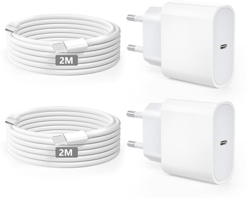 USB-C-ladegerät, für iPhone 16/15 Serie, for iPhone Schnellladegerät, PD20W, ladegerät-Typ-C, 2er Pack mit 2m Ladekabel, USB-C to Typ-C, für Samsung Galaxy S23/S22/S21/S20 - Weiß