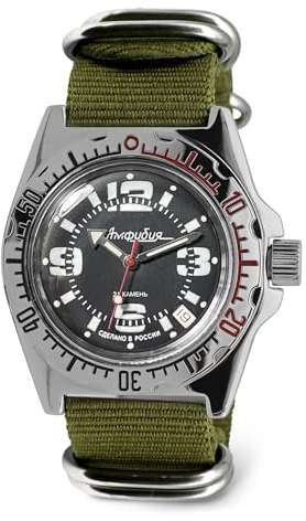 Vostok | Amphibia 110903 Automatik-Armbanduhr mit Selbstaufzug, Grün , Taucher
