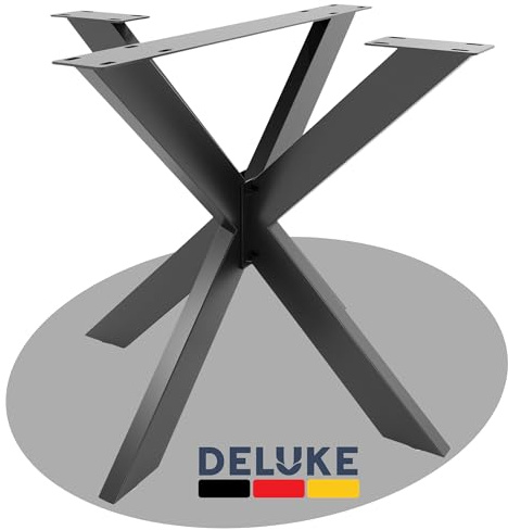 DELUKE® Tischgestell Metall KRYT Schwarz matt | inkl. Schrauben + Bodenschoner | Tischbein Tischkufe Tischgestell für Holztisch Esstisch Schreibtisch Sitzbank | 71x85x85cm