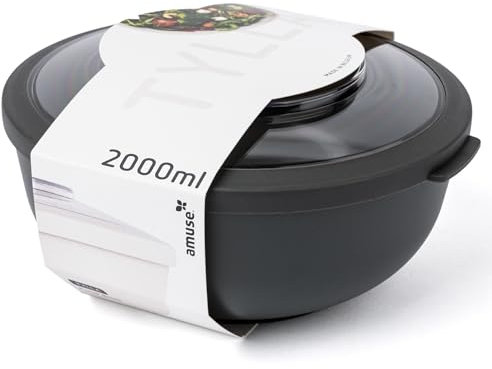 Amuse Tylla Schüssel 2000ml I luftdichte Frischhaltedosen mit Deckel als Salatschüssel I für Meal Prep und Snacks I BPA-freie Vorratsdosen für Kinder und Erwachsene I spülmaschinengeeignet I Charcoal