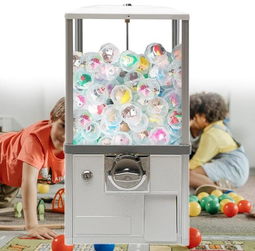 pealiritansemen Commercial Capsule Toy Vending Machine, Round Capsules Dispenser, Coin Operated Vending, Small Candy Dispenser, For Shopping Mall, Bookstore, Arcade,White