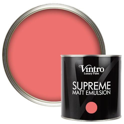 Vintro | Luxury Matt Emulsion | Smooth Chalky Finish | Multi Surface Paint | for Walls, Ceilings, Wood and Metal 2.5L (Blush Pink - Marilyn's Pink, 2.5 Litre)
