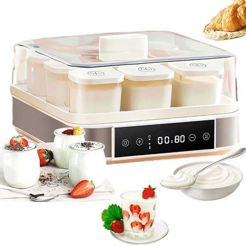 Yogurtera, Máquina automática for hacer yogur de 9 x 170 ml, control de temperatura y tiempo ajustables for yogur casero fresco, Yogurtera digital for el hogar, Natto Maker, vino de arroz, sin BPA