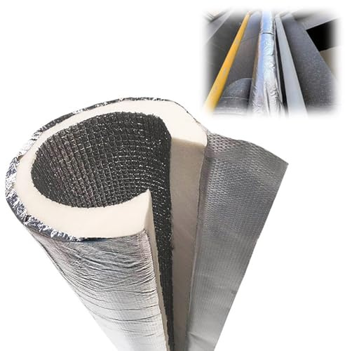 Outdoor Antifreeze Pipe Insulation, Self-Sealing Foam Tube Insulation Pipe for Indoor and Outdoor Pipe, Waterproof Aluminum Foil Pipe Lagging ID 22mm(7/8)~133mm(5-1/4)(32mm*15mm*95cm)