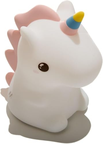 Muitomas, Lampada in Silicone a Forma di Unicorno per Bambini, Luce Decorativa Morbida al Tatto per Cameretta, Input DC 4.5V, Bianca