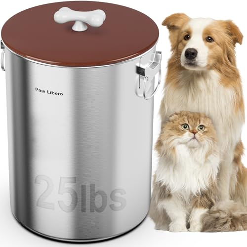 Stainless Steel Dog Food Storage Container 25 lb with Airtight Lid for Pet | Metal Dog Food Storage Container for Dogs & Cats, Airtight Dog Food Container to Keep Food Fresh, Easy to Clean Dog Dood Bin