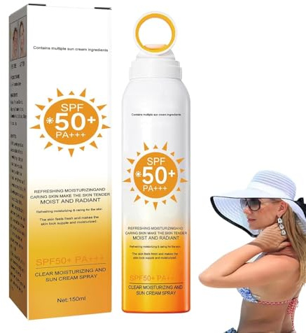 Sonnenspray LSF 50, Sonnencreme Spray, Sonnenschutz Kopfhaut und Körper Gesicht, Gegen UVA und UVB, Transparent Sonnenspray Für Gesicht Und Körper, Sonnenschutz Spray Für Empfindliche Haut (1)